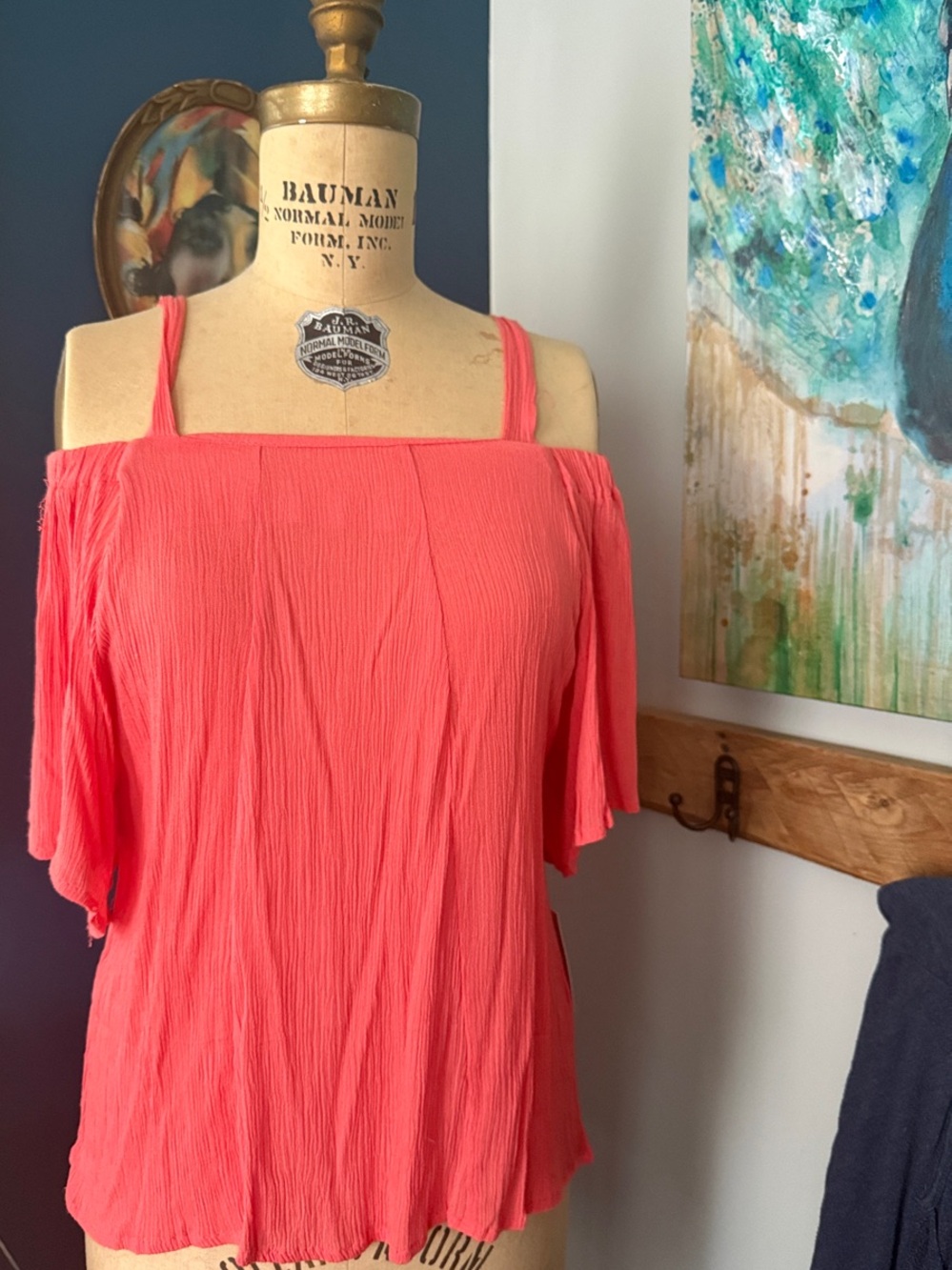 Diva Coral Off-Shoulder Spaghetti Strap Top